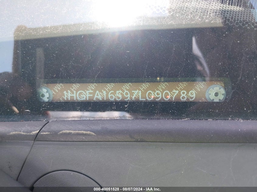 2007 Honda Civic Lx VIN: 1HGFA16597L090789 Lot: 40051528