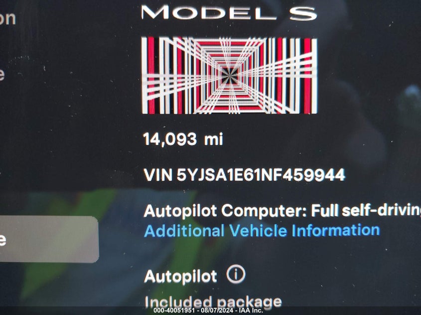 VIN 5YJSA1E61NF459944 2022 TESLA MODEL S PLAID TRI MOTOR ALL-WHEEL DRIVE