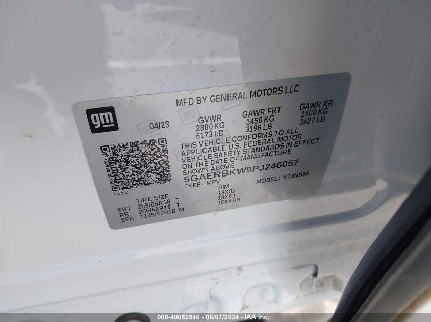 2023 Buick Enclave Essence Fwd VIN: 5GAERBKW9PJ246057 Lot: 40052540