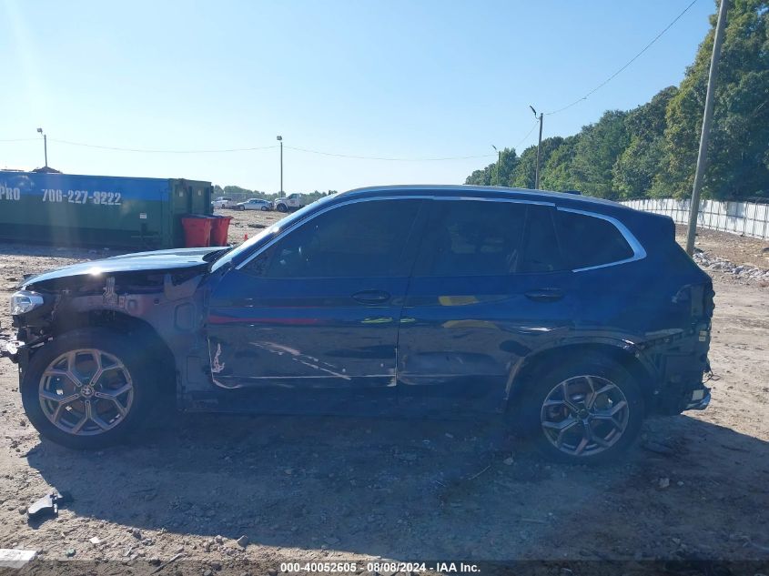 2022 BMW X3 xDrive30I VIN: 5UX53DP0XN9J11702 Lot: 40052605