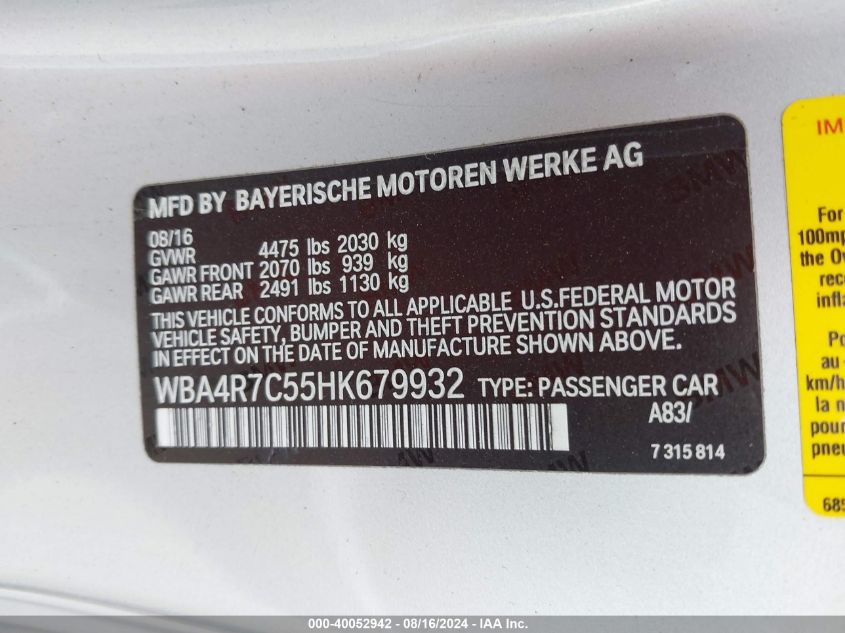 WBA4R7C55HK679932 2017 BMW 430I