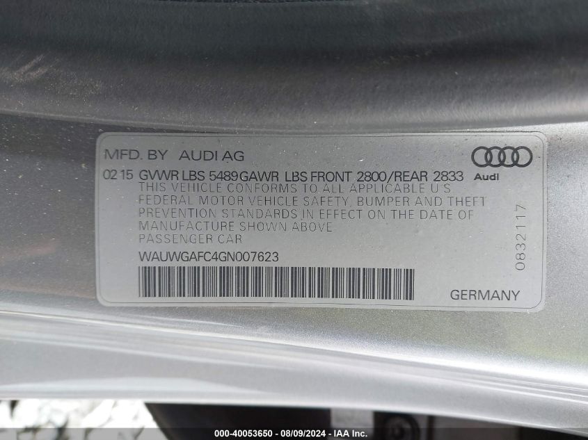 2016 AUDI A7 3.0T PREMIUM PLUS - WAUWGAFC4GN007623