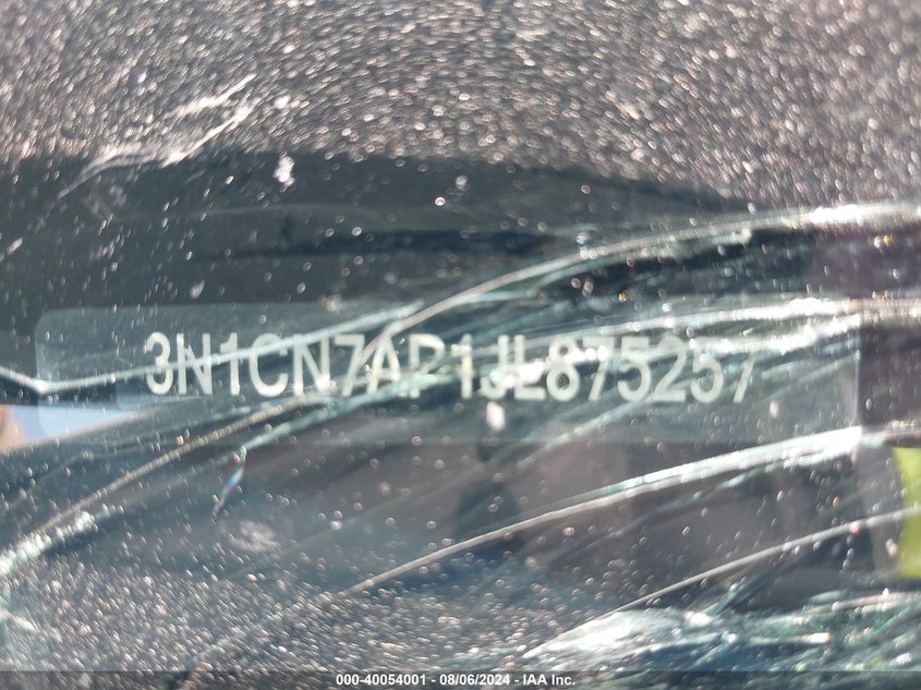 2018 Nissan Versa 1.6 Sv VIN: 3N1CN7AP1JL875257 Lot: 40054001