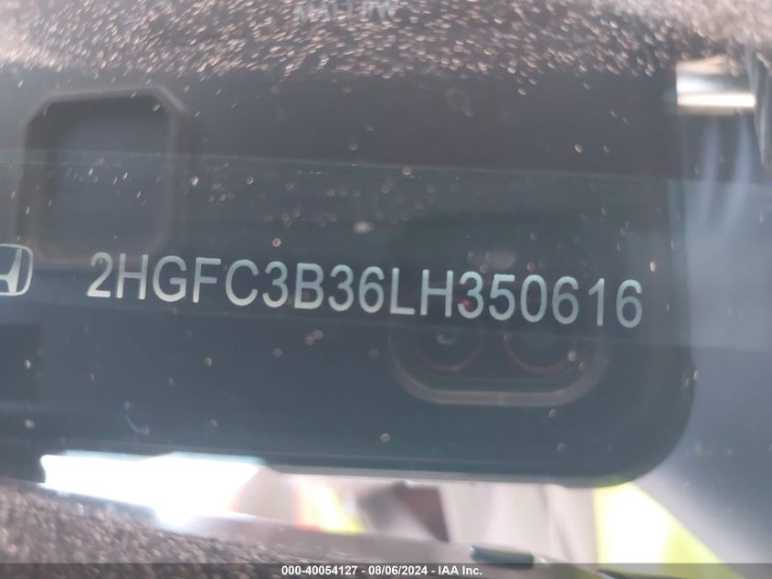 2020 Honda Civic Ex VIN: 2HGFC3B36LH350616 Lot: 40054127