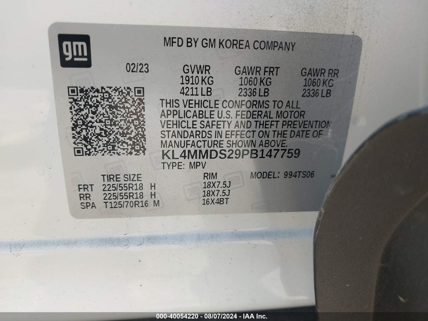 2023 BUICK ENCORE GX(VIN: KL4MMDS29PB147759
