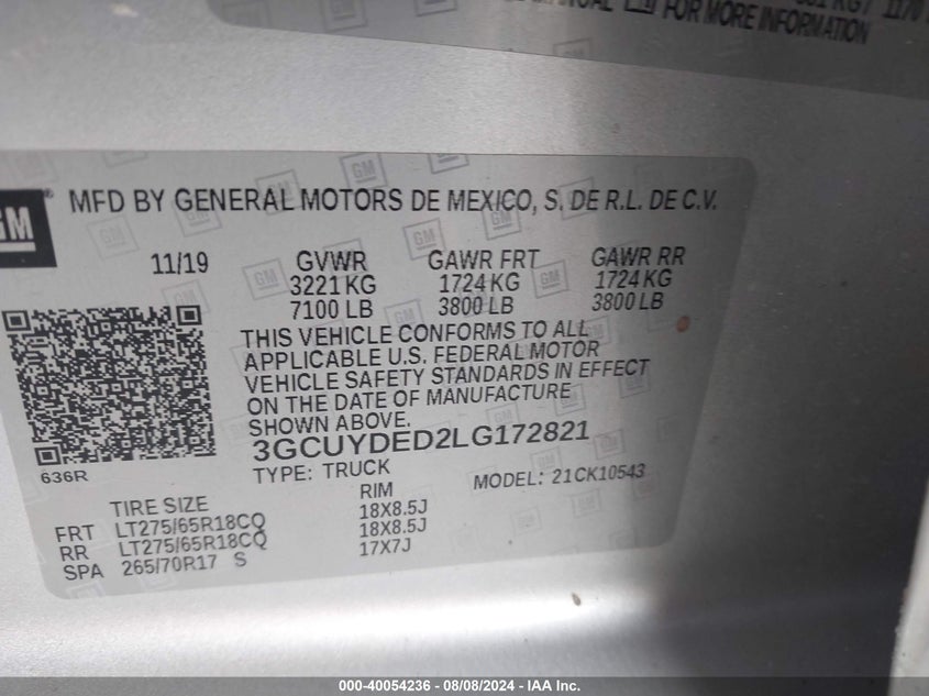 2020 CHEVROLET SILVERADO 1500 4WD  SHORT BED LT - 3GCUYDED2LG172821