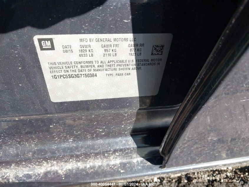 2016 Chevrolet Cruze Limited Ls Auto VIN: 1G1PC5SG3G7150384 Lot: 40054447