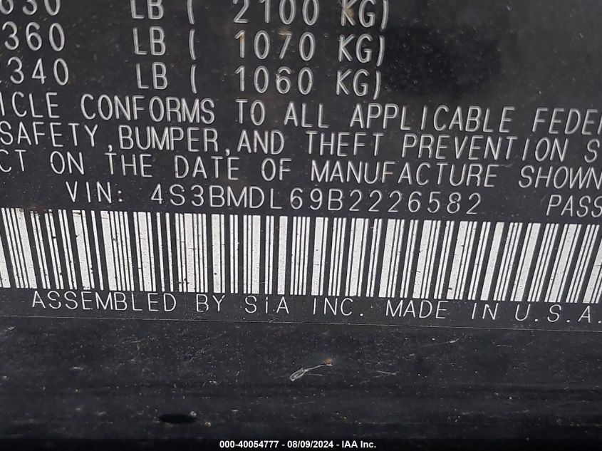 2011 Subaru Legacy 3.6R Limited VIN: 4S3BMDL69B2226582 Lot: 40054777
