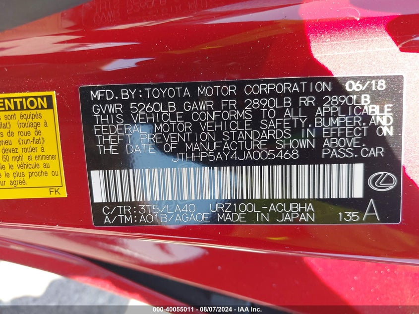 2018 LEXUS LC 500 JTHHP5AY4JA005468