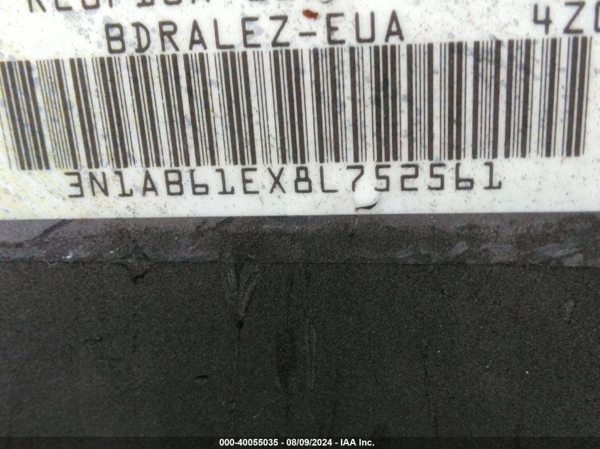 2008 Nissan Sentra 2.0/2.0S/2.0Sl VIN: 3N1AB61EX8L752561 Lot: 40055035