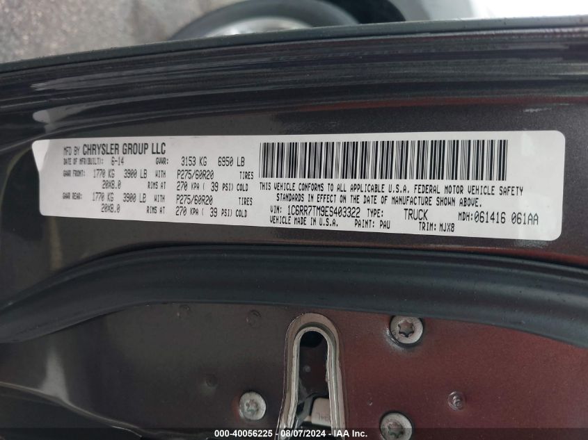 2014 Ram 1500 Big Horn VIN: 1C6RR7TM9ES403322 Lot: 40056225