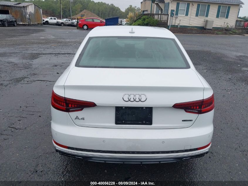 2019 Audi A4 45 Premium VIN: WAUENAF45KN019833 Lot: 40056228