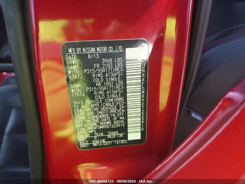 JN8AF5MR9DT223915 2013 Nissan Juke Sl