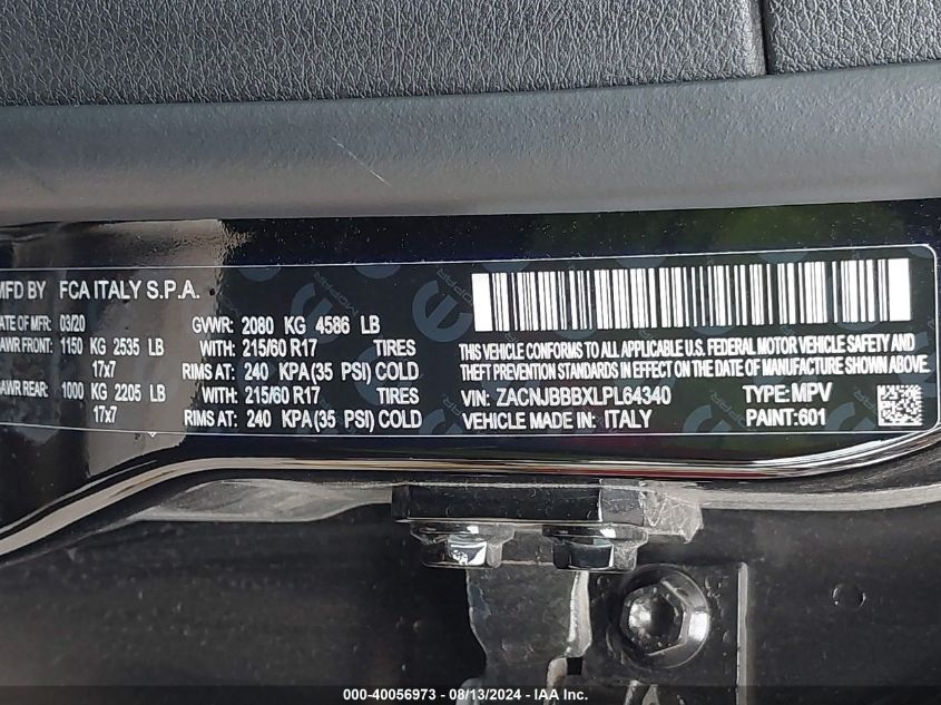 2020 JEEP RENEGADE ALTITUDE 4X4 - ZACNJBBBXLPL64340