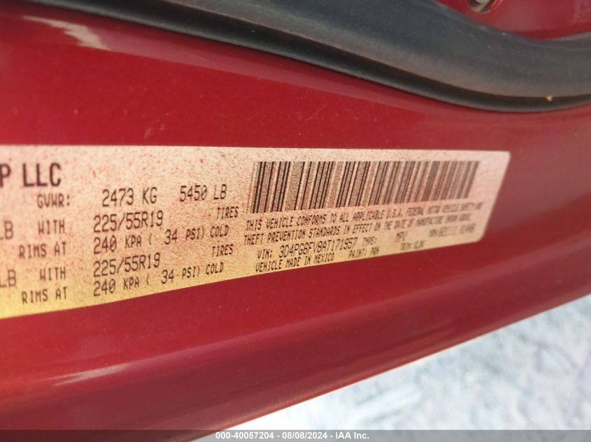 2010 Dodge Journey R/T VIN: 3D4PG6FV8AT171957 Lot: 40057204