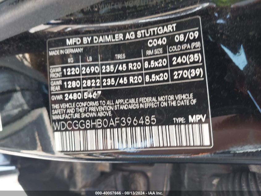 WDCGG8HB0AF396485 2010 Mercedes-Benz Glk 350 4Matic