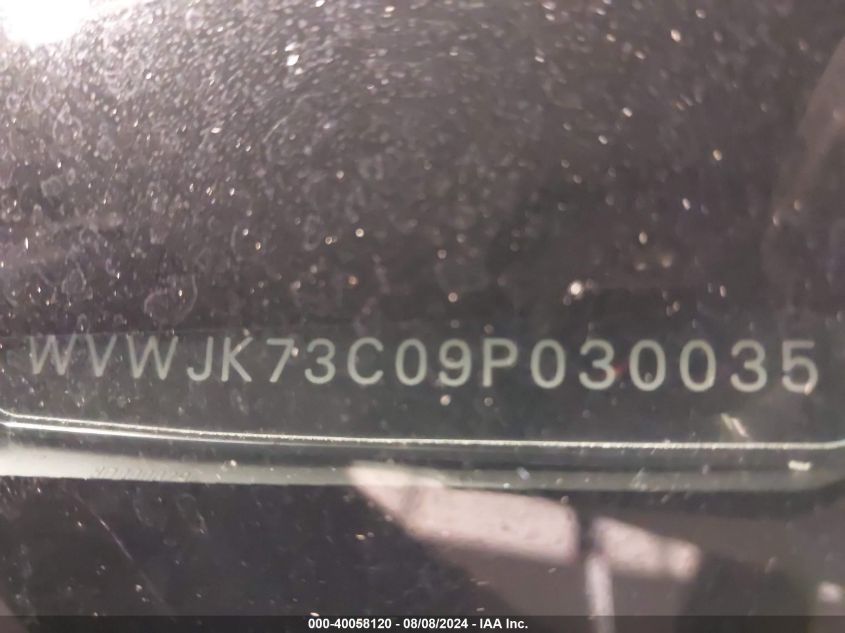 2009 Volkswagen Passat Komfort VIN: WVWJK73C09P030035 Lot: 40058120
