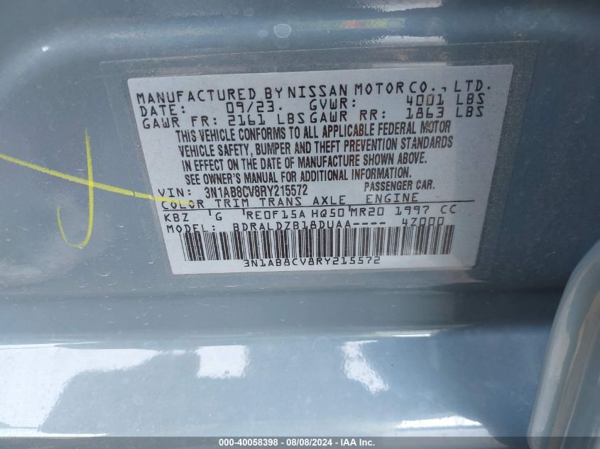 2024 NISSAN SENTRA SV - 3N1AB8CV8RY215572