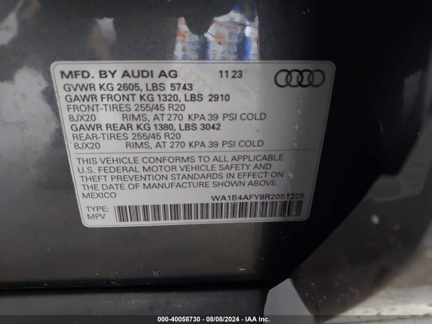 WA1B4AFY8R2051225 2024 Audi Sq5 Premium Plus Tfsi Quattro Tiptronic