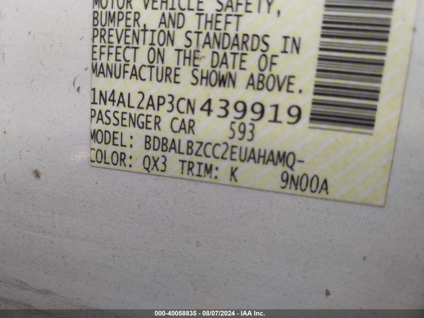 1N4AL2AP3CN439919 2012 Nissan Altima 2.5 S