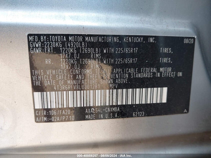 2020 TOYOTA RAV4 HYBRID XLE - 4T3R6RFV8LU001281