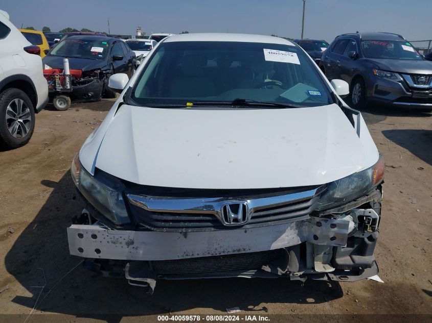 2012 Honda Civic Lx VIN: 2HGFB2F59CH565836 Lot: 40059578