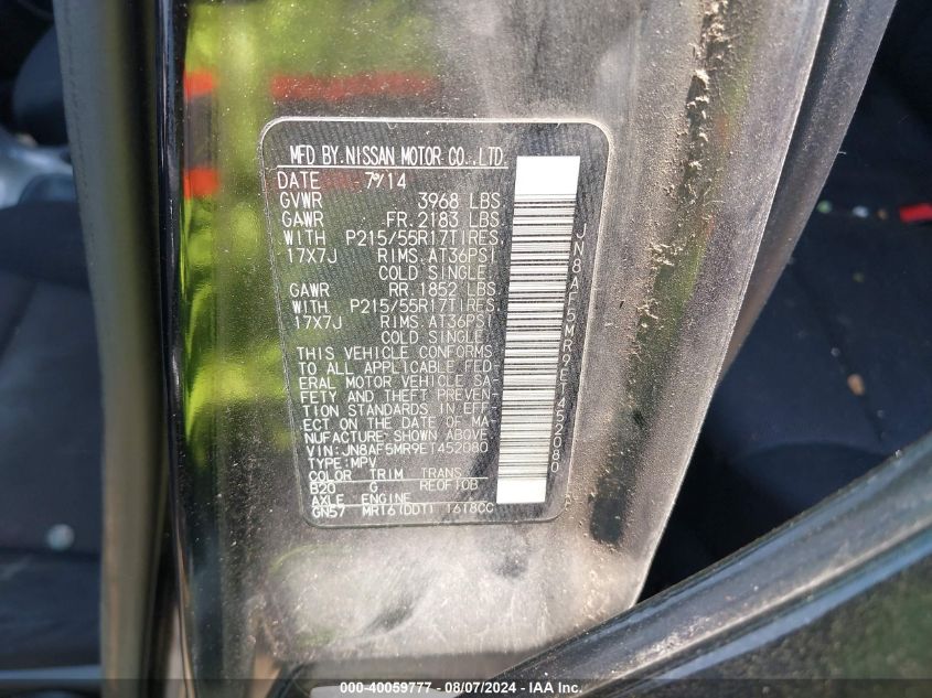 2014 Nissan Juke S VIN: JN8AF5MR9ET452080 Lot: 40059777