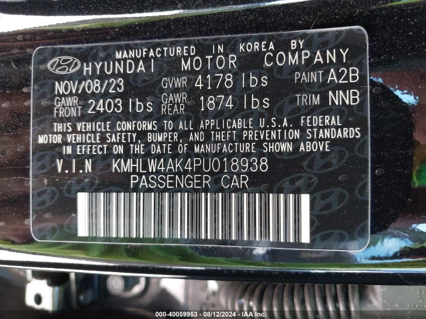 2023 Hyundai Elantra N VIN: KMHLW4AK4PU018938 Lot: 40059953