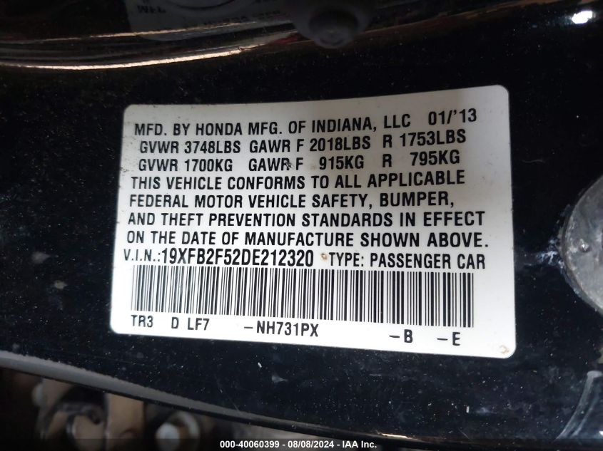 19XFB2F52DE212320 2013 Honda Civic Lx