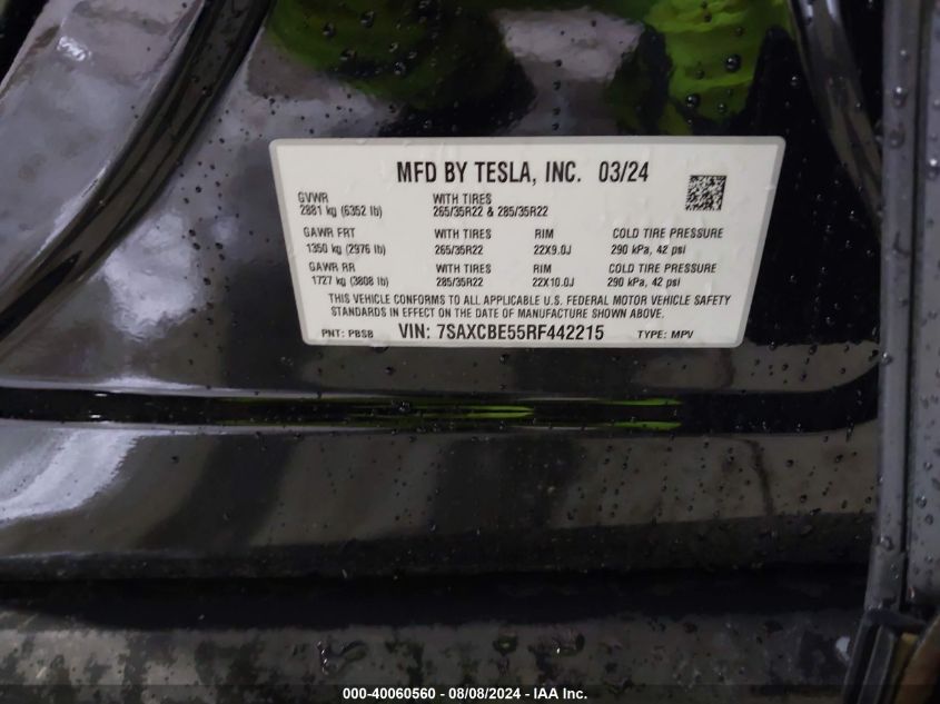 7SAXCBE55RF442215 2024 Tesla Model X Long Range