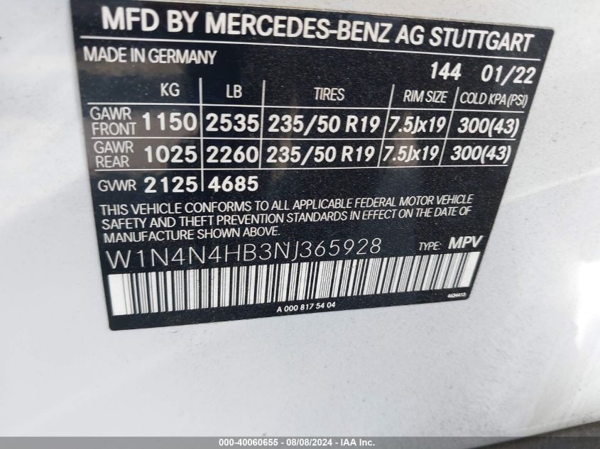 2022 Mercedes-Benz Gla 250 4Matic VIN: W1N4N4HB3NJ365928 Lot: 40060655