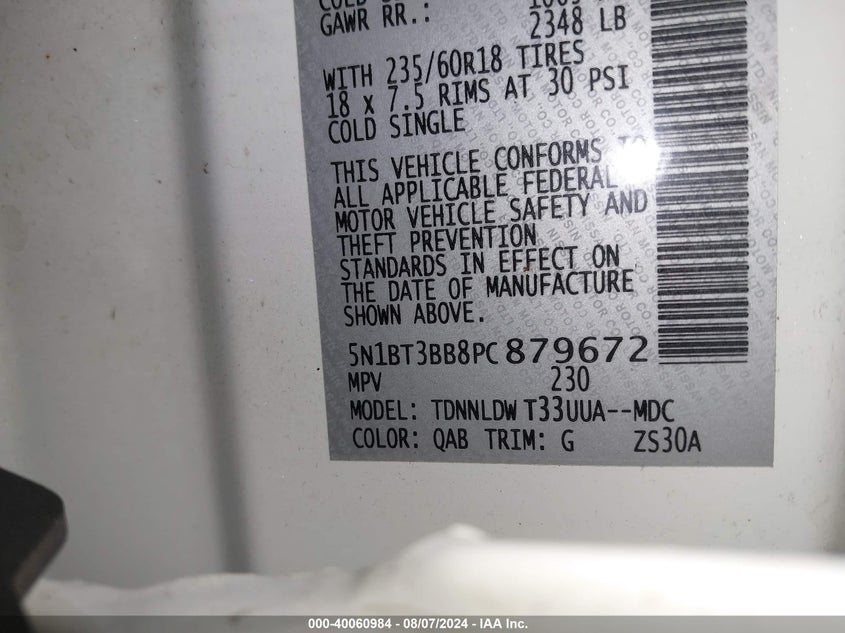 VIN 5N1BT3BB8PC879672 2023 NISSAN ROGUE SV INTELLIGENT AWD