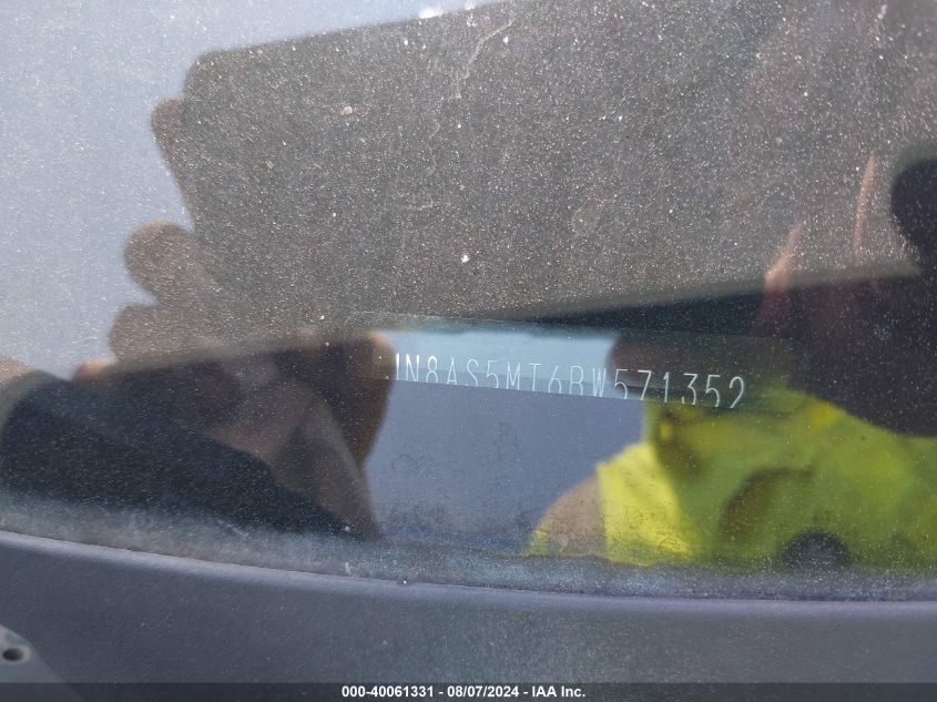 2011 Nissan Rogue S/Sv/Krom VIN: JN8AS5MT6BW571352 Lot: 40061331