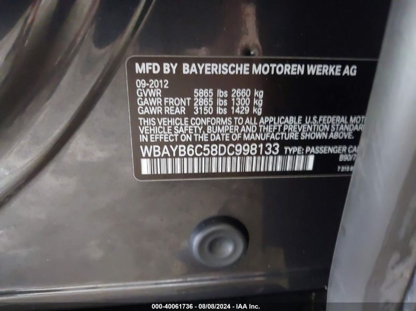 WBAYB6C58DC998133 2013 BMW 750I xDrive