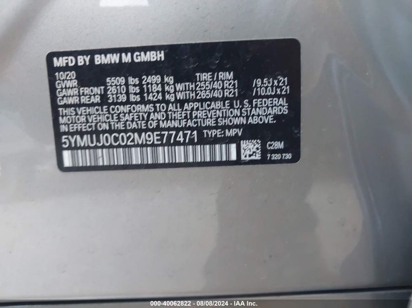 5YMUJ0C02M9E77471 2021 BMW X4 M