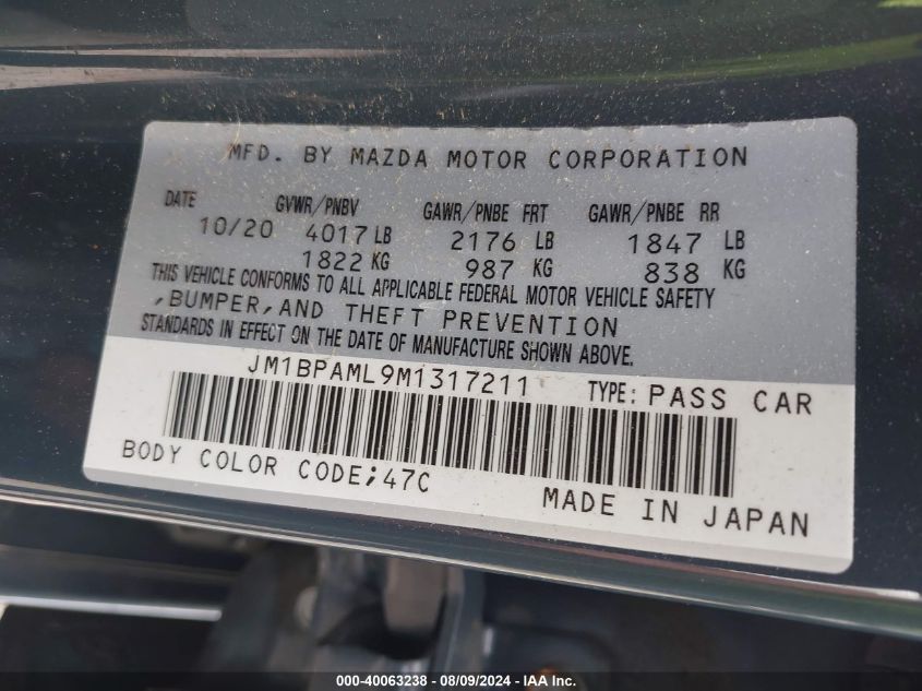 JM1BPAML9M1317211 2021 Mazda Mazda3 Premium