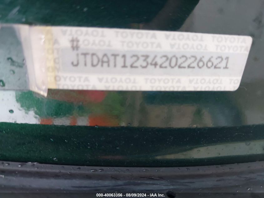 2002 Toyota Echo VIN: JTDAT123420226621 Lot: 40063356