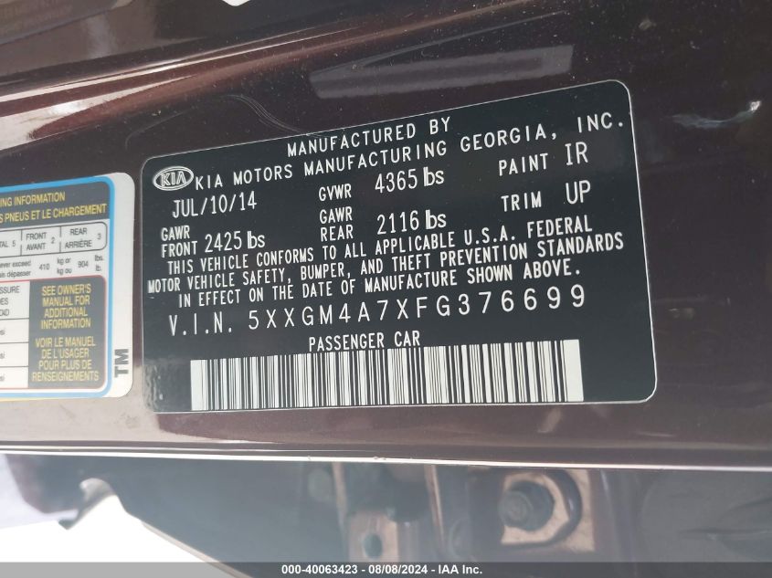 2015 KIA OPTIMA LX - 5XXGM4A7XFG376699