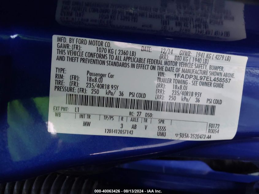 1FADP3L97EL458557 2014 Ford Focus St