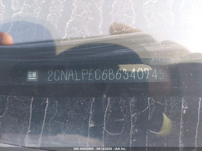 2011 Chevrolet Equinox 2Lt VIN: 2CNALPEC6B6340945 Lot: 40063988