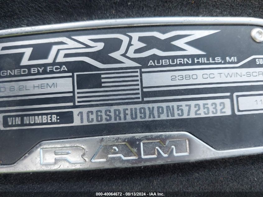 2023 Ram 1500 Trx VIN: 1C6SRFU9XPN572532 Lot: 40064672