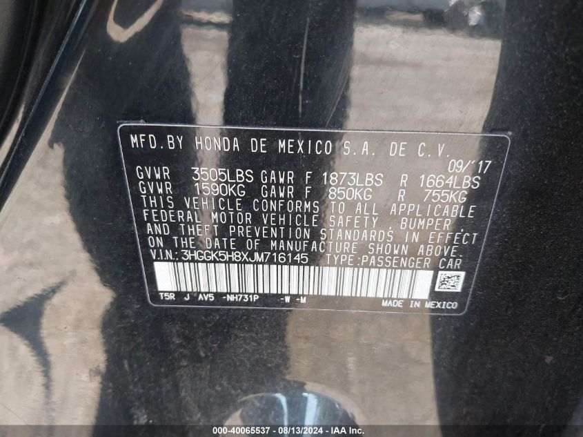 2018 HONDA FIT EX - 3HGGK5H8XJM716145