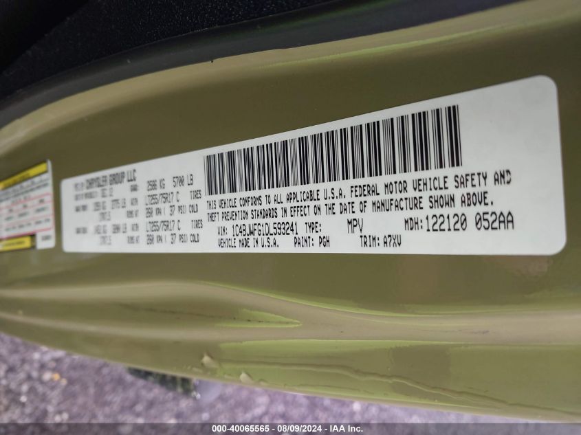 2013 Jeep Wrangler Unlimited Rubicon VIN: 1C4BJWFG1DL593241 Lot: 40065565