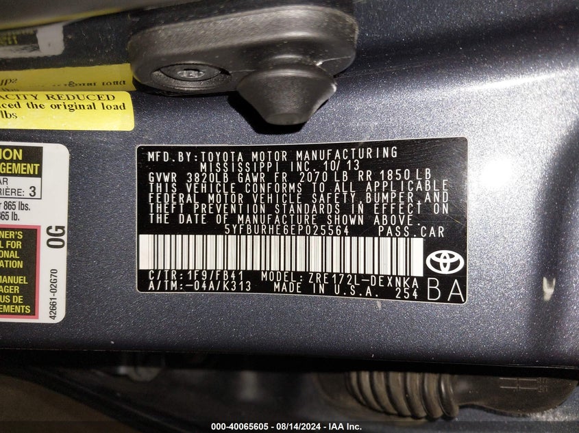 2014 TOYOTA COROLLA LE - 5YFBURHE6EP025564