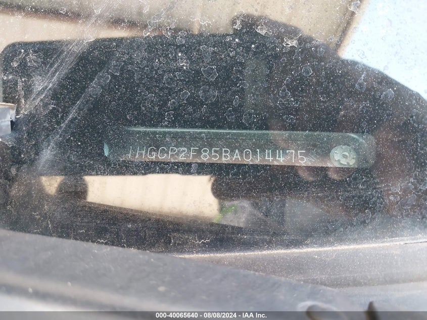2011 Honda Accord 2.4 Ex-L VIN: 1HGCP2F85BA014475 Lot: 40065640