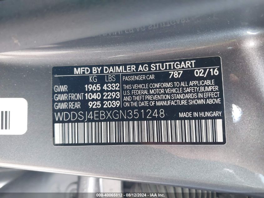 WDDSJ4EBXGN351248 2016 Mercedes-Benz Cla 250