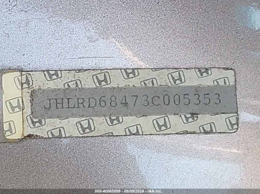 2003 Honda Cr-V Lx VIN: JHLRD68473C005353 Lot: 40065899