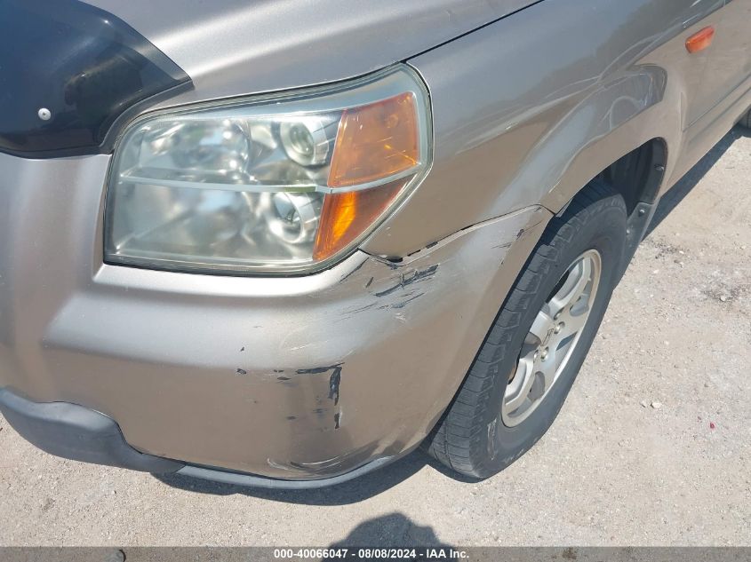 2006 Honda Pilot Ex-L VIN: 2HKYF18586H564997 Lot: 40066047