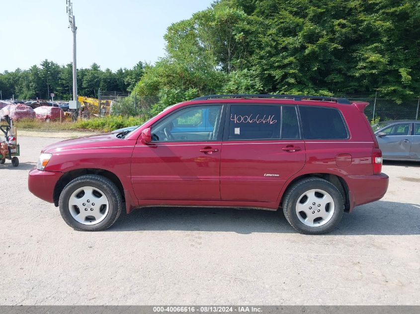2006 Toyota Highlander Limited V6 VIN: JTEEP21A860163018 Lot: 40066616