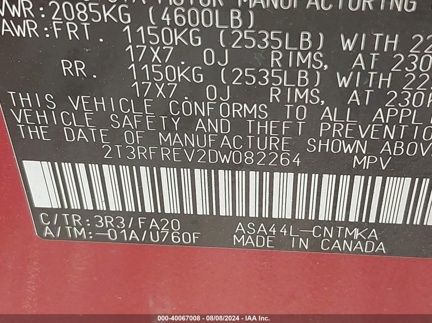 2013 TOYOTA RAV4 XLE - 2T3RFREV2DW082264